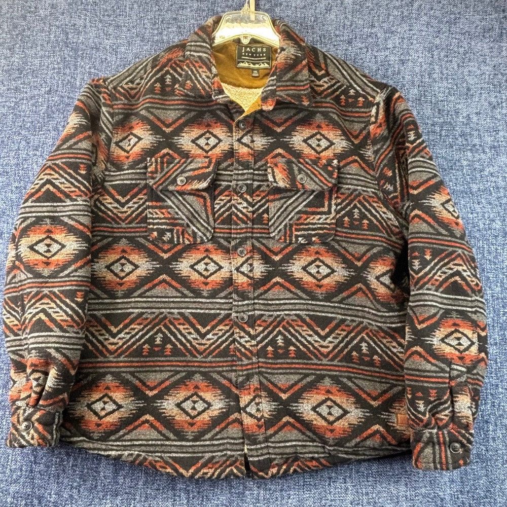 Jachs New York Mens XXL Aztec Sherpa Lined Shirt Jacket Southwestern Shacket